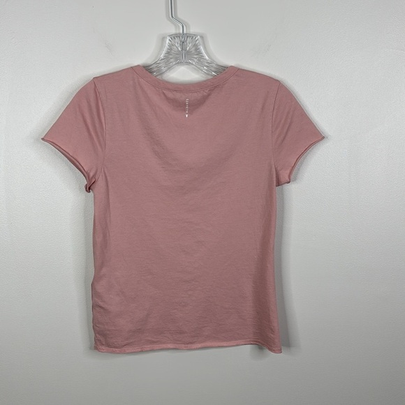 All Saints Women's Size Small Soft Pink Raw Hem Short Sleeve Tee - Picture 7 of 8